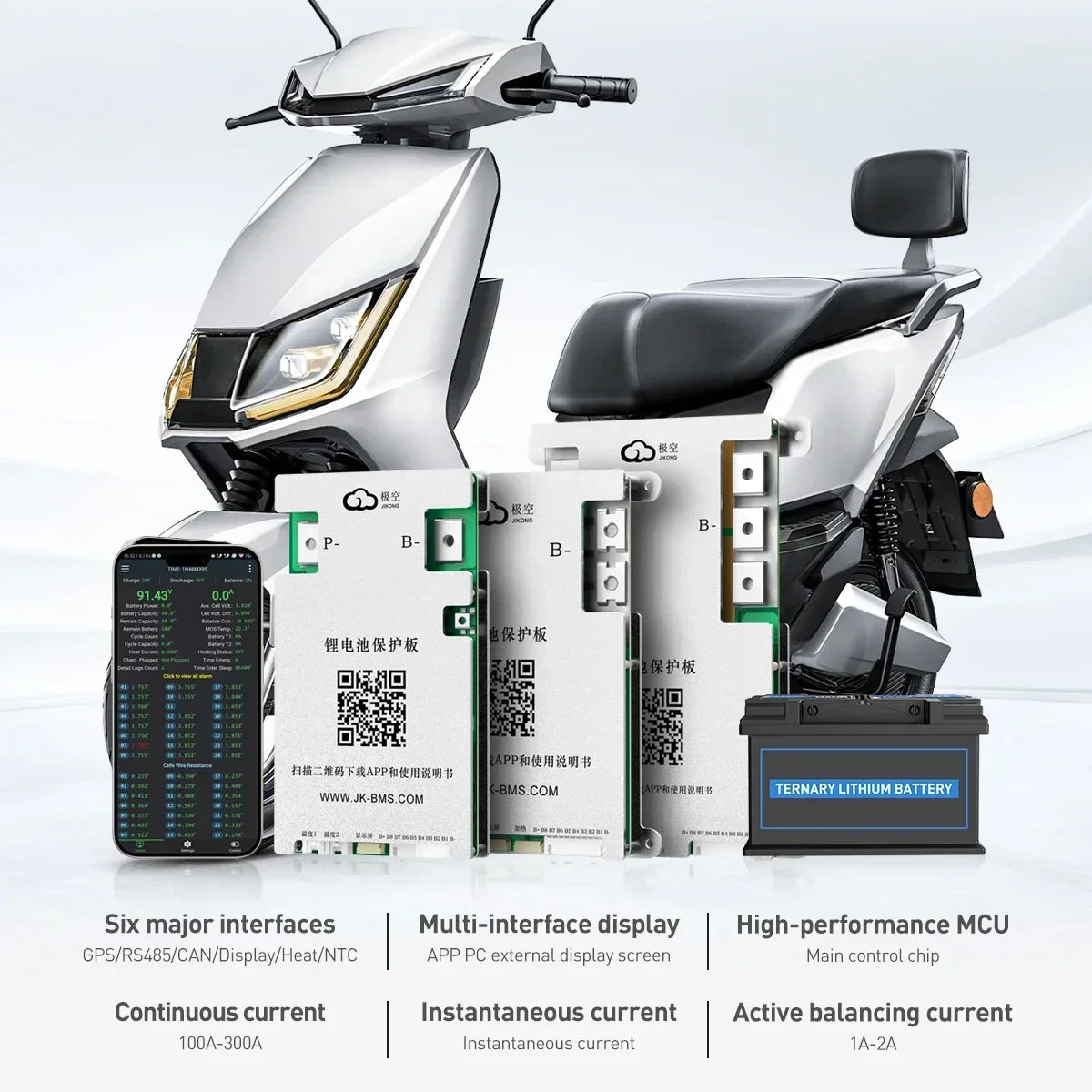 JIKONG JK BMS 4S 8S 12V 24V BMS 4S Lifepo4 40A - 300A Smart Active Balancer BMS 8s 24v lifepo4 Li-Ion Lto